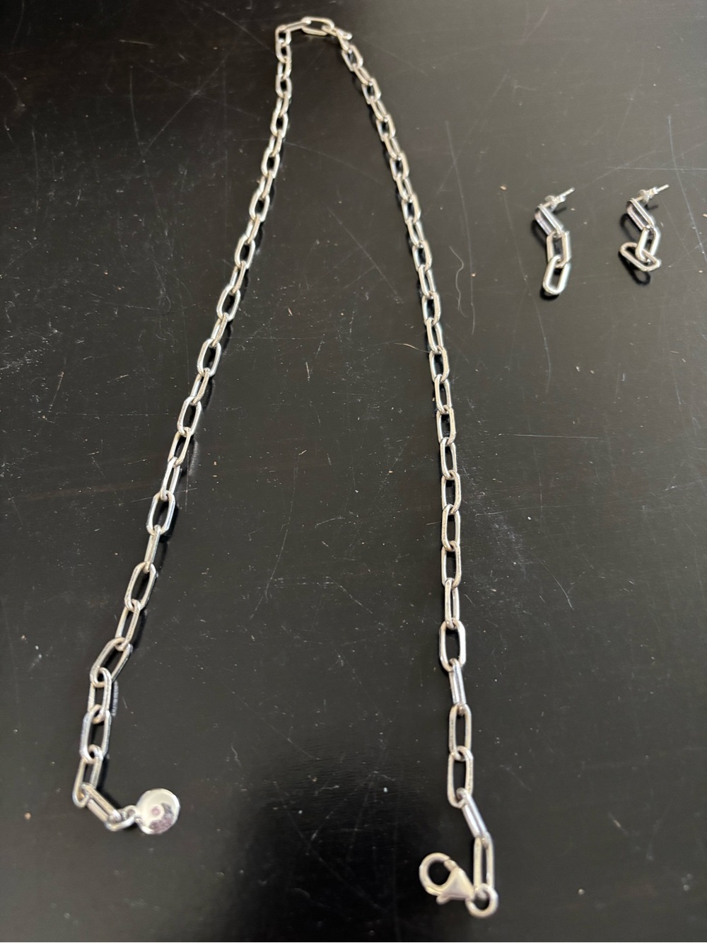 Polished Silver Link Chain Necklace for Women
